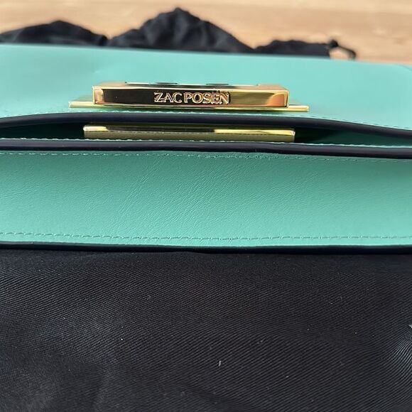 ZAC POSEN Earthette Leather Clutch + Dust Bag - Picture 2 of 9